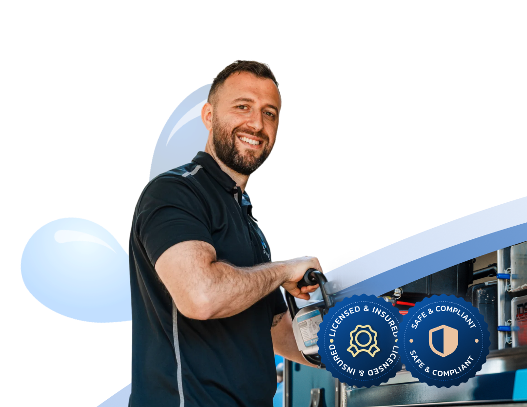 Dylsal Plumbing technician with backflow testing equipment
